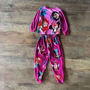 Kids Disney Princess & Friends Pajama Set Pink/Blue Size XS (4/5)